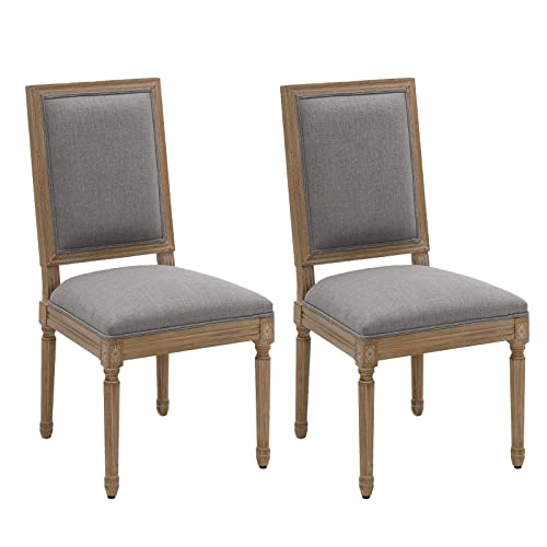 Furniliving French Country Dining Chairs Set Of 2, Upholstered Dining Room Chairs With Back Farmhouse Kitchen Chairs For Living Room, Kitchen, Restaurant (Lightgrey-Square) #TOP11
