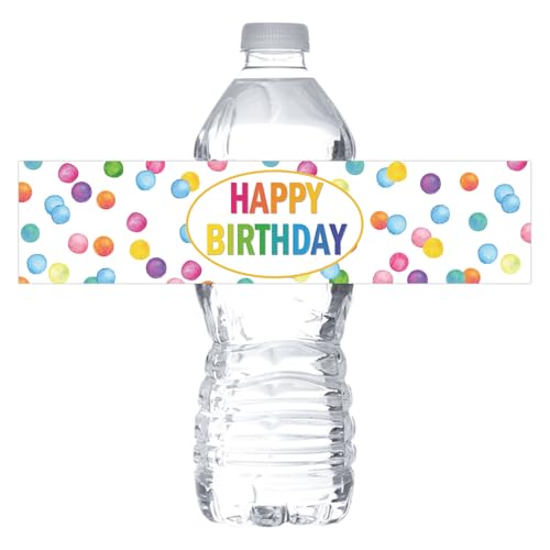 Happy Birthday Water Bottle Labels Stickers - Colorful Children Boys Girls Birthday Bottle Cup Jar Wrappers - Baby Shower Decorations Waterproof (32 Stickers)