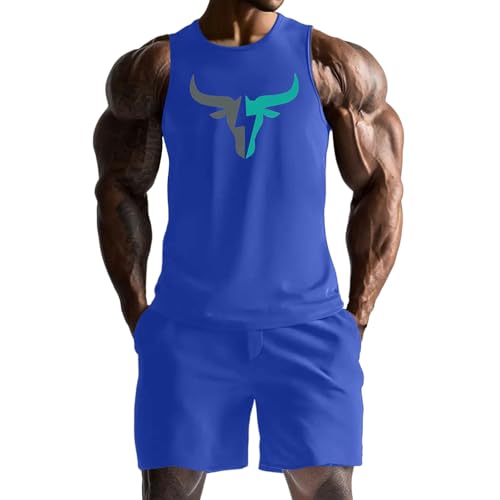 Chándal deportivo para hombre 2 piezas para deporte Y2k ropa Activewear cómoda jogging camiseta y pantalones cortos con estampado camiseta sin mangas Bodybuilding Fitness Gimnasio Baloncesto Correr