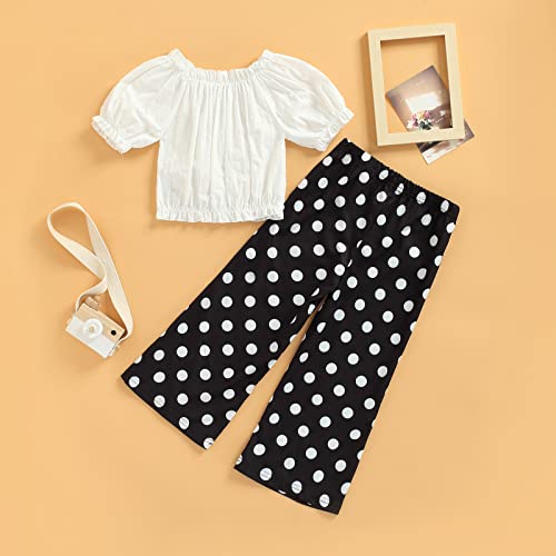 Mlpeerw Toddler Baby Girl Summer Outfits Kids Short Sleeve T-Shirt Tops+Straight Flare Long Pants Fashion 2Pcs Clothes Set thumb #2