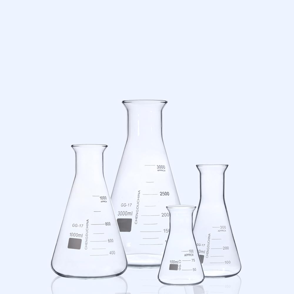 Szklana kolba laboratoryjna, 50 100 250 500 1000 ml z podziałką GG-17 Kolba szerokimi ustami Eksperyment ze szkłem laboratoryjnym(300ml 2PCS)