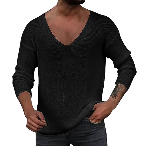 Pull tricoté à col en V chaud et respirant à manches longues veste en maille d'automne homme