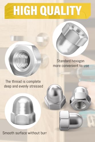Hutmuttern, Caianwin DIN 1587 Hutmutter Edelstahl A2 Sechskant-Hutmuttern für Schrauben, Gewindestangen, Gewindebolzen (25, M5)
