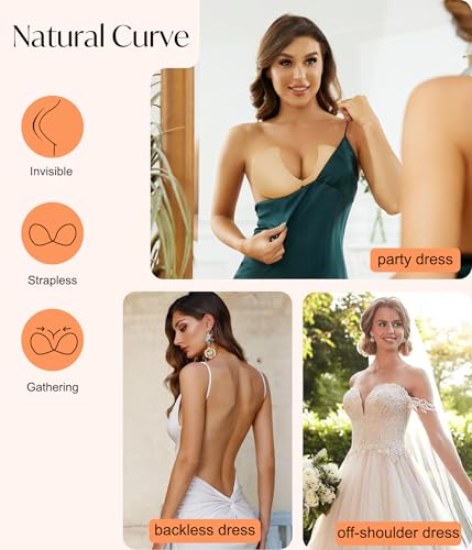 CYDREAM Sticky Strapless Adhesive Bra for Women - Invisible Push up Silicone Nude Bra for Backless Dress Upgraded Clasp Bras4