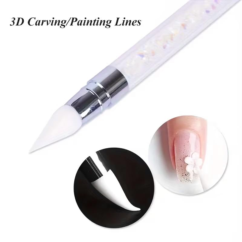 1pcs Nail Art Brush - 3D Carving Mirror Glitter Powder Dotting Painting Nail Pen Gel Polish Manicure Tools — view 5