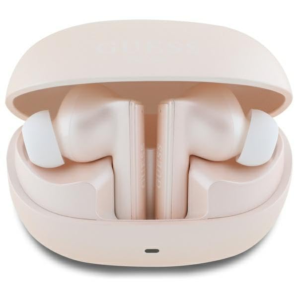 CG Mobile Guess Casque Bluetooth TWS + Station d'accueil Capsule Imprimé Logo Rose