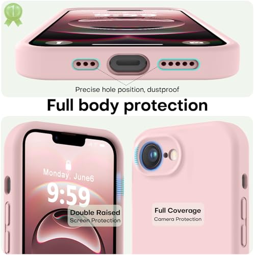 Image of LOVE 3000 Designed for iPhone 16e /17e Case, Premium Silicone with [Soft Anti-Scratch Microfiber Lining] Shockproof Protective Phone Case for Men Women Girls 6.1 inch, Chalk Pink