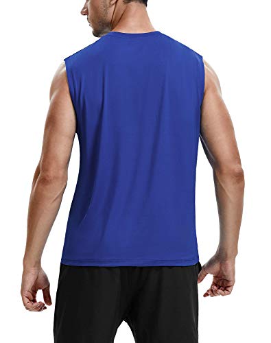 Roadbox Workout Sleeveless Shirts For Men Athletic Gym Basketball Quick Dry Muscle Tank Tops (Black+Grey+Blue, Xl) #TOP2