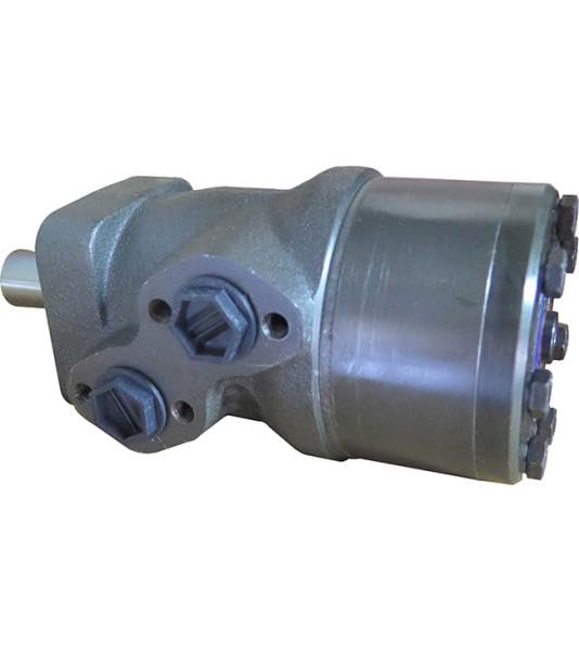 Hydraulikmotor M+S Hydraulic, Typ MRQ50CD, Schluckvolumen 50 cm3/U, Anschlüsse (seitlich): G 1/2‘‘, Welle: Ø 25 mm zylindrisch, Modell Längsschieberventil, Quadratflansch