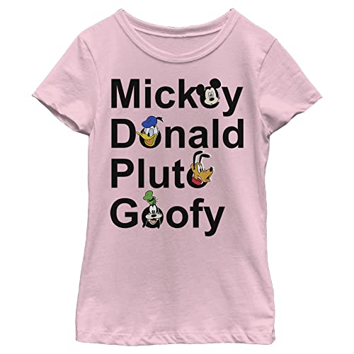 T-shirt Mickey Disney fille col rond en maille unie rose pastel