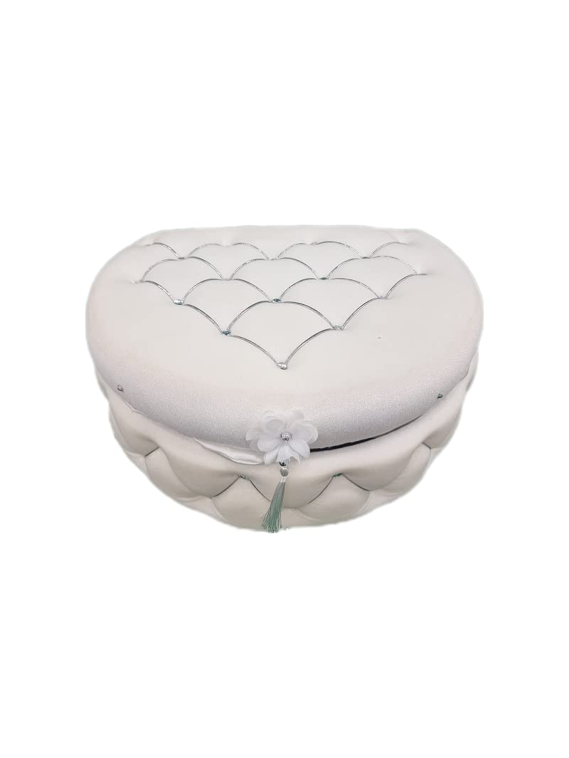 Coffret Henné Luxe Velours Demi Rond Blanc Doré - Mariage - Dounia Mariage