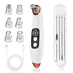 Blackhead Remover Vacuum, 6 Interchangeable Heads & 3 Suction Modes, Portable Black Head Remover for Face, Deep Pore Cleaner for Blackheads, Whiteheads & Acne, USB Rechargeable, Pearl White