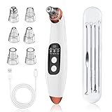 JICICUXI Mitesserentferner Porenreiniger Porensauger Gesicht Elektrisch mit 3 Saugstufen 6 Köpfen, LCD Display, Vakuumsauger zur Gesichtsreinigung, Schonend, USB Wiederaufladbar