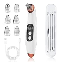JICICUXI Mitesserentferner Porenreiniger Porensauger Gesicht Elektrisch mit 3 Saugstufen 6 Köpfen, LCD Display, Vakuumsauger zur Gesichtsreinigung, Schonend, USB Wiederaufladbar-Perlweiß