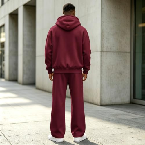 Mens Sweat Suits 2 Piece Set Winter Zip Up Hoodies Wide Leg Sweatpants - image 3