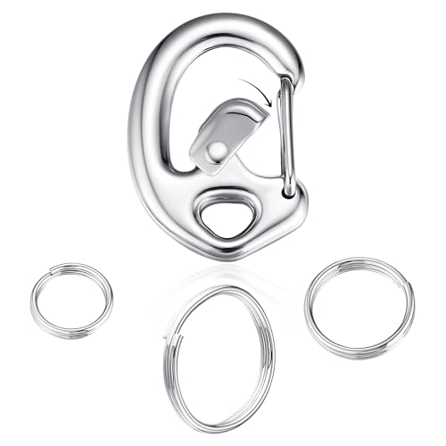 Leash King Patented Fliplock Carabiner Quick-Release Stainless Steel Pet Collar Clips w/Split Ring Set Ultra-Secure Effortless Switching for Dogs & Cats Engineered for Maximum Pet Safety -1 Set