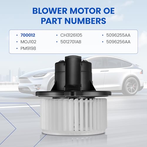Image of HVAC Blower Motor 700012 Compatible with Dodge Ram 1500 /2500 /3500 03-09, 09-10 Ram 4500 /5500, Compatible with Jeep Grand Cherokee Blower for 5012701AB PM9198 5096256AA A /C Blower Motor Assembly