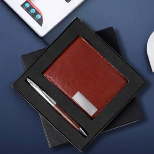 Image of 2 in 1 Personalized Office Gift Set of Pen and Card Holder with Your Name Engraved, A Gift for All Corporate and Personal Occasions (Tan)