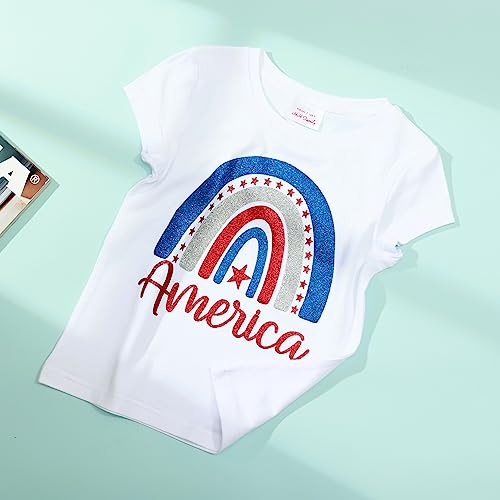 Image of 4th of July Shirts for Girls Patriotic American Flag Kids Clothing