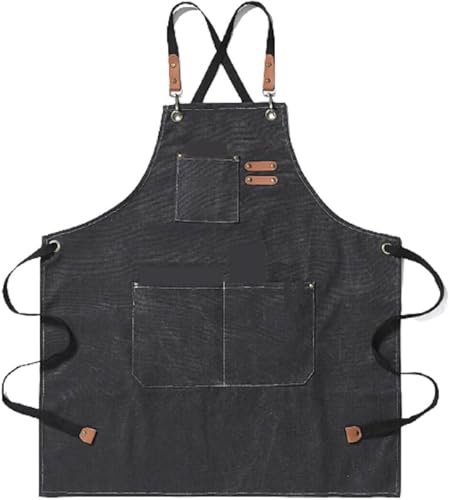 [FREESE] アウトドア エプロン メンズ キャンプ 作業 DIY 職人 シェフ ワークエプロン 前掛け 厚手 綿 キャンバス (ブラック)