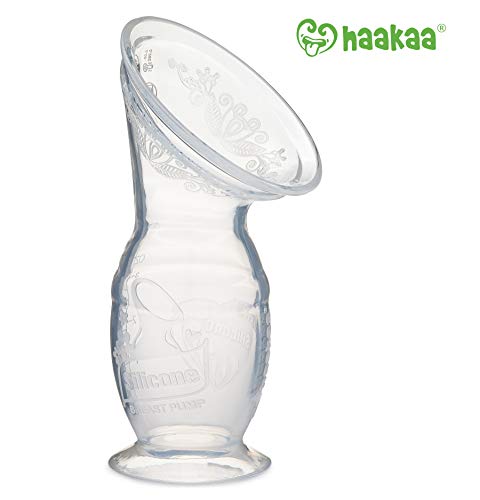 Haakaa Breast Pump Breastfeeding Manual Milk Pump with Suction Base 100% Food Grade Silicone BPA PVC and Phthalate Free (5oz/150ml)