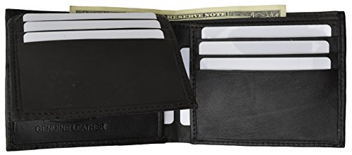 MARSHAL Mens Black Leather Wallet Bifold Lambskin New! 7672