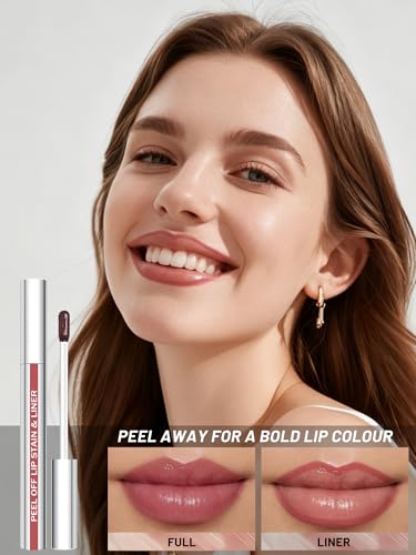 Image of Lip Stain Peel Off, Long Lasting Lip Liner & Stain, Warm Rose