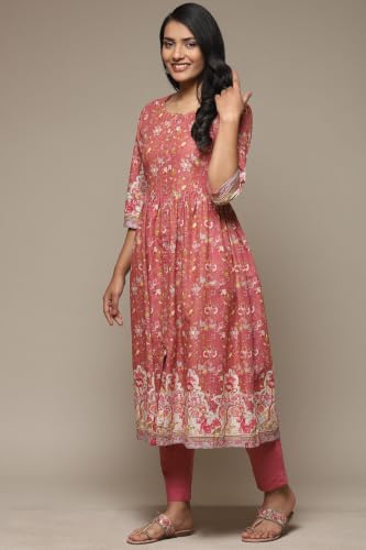 Image of BIBA Women Biba Women Cotton Regular Suit Set(SKDSKD8078E Pink S)