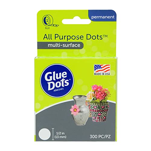 Image of Glue Dots, All Purpose Dots, Permanent, Multi-Surface, Double-Sided, 1 /2 inch, .5 Inch, 300 Dots, DIY Craft Glue Tape, Sticky Adhesive Glue Points, Liquid Hot Glue Alternative, Clear
