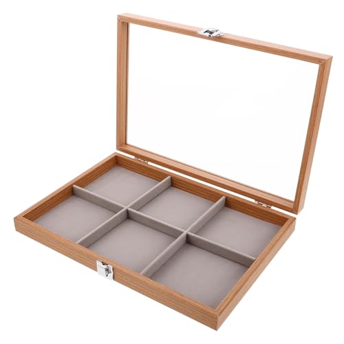 ANDRESLAD Caja caja de almacenamiento de madera joyería del oído vajilla joyero de madera joyero vintage organizador de collares organizador de almacenamiento de pulsera Light Brown