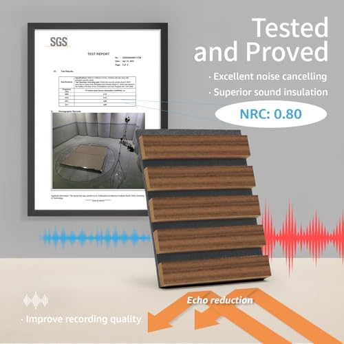 Image of Art3d 4-Pack Soundproof Wood Slat Wall Panels, 94.5 x 7.9 Inch, Dark Walnut