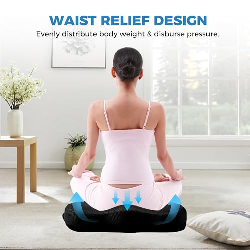 Extra Large Memory Foam Seat Cushions for Office Chairs, Car, Airplane, Wheelchair– Relieves Lumbar, Orthopedic, Sciatic, Coccyx and Back Pain – Comfortable Non-Slip – Bonus Carry Bag Included (Black) by UBCOZY - Image 5