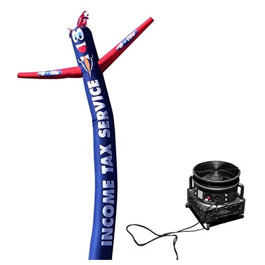 Blue Income Tax Service E-file 18 foot Tall Inflatable Tube Man Air Powered Waving Puppet, Air Blower Motor Included Dancer by Feather Flag Nation