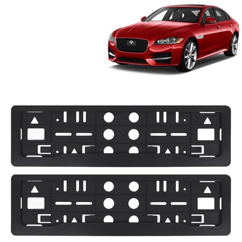 Image of KINGSWAY XF Car Number Plate Frames for All 2016 to 2019 Models of Jaguar Car Registration Plate Holders, Black Licence Plate Covers (Front and Rear), Universal Size 51.5 x 14.5 cm