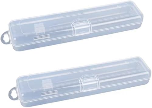 Estuche portátil para cepillos de dientes, contenedor de plástico duro a prueba de polvo y caja de pasta de dientes (rectángulo-2 piezas)