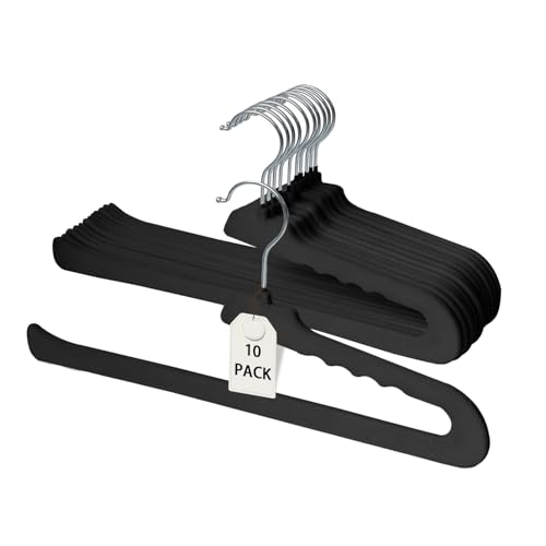 ManGotree Perchas Antideslizantes de Terciopelo para Pantalones, Perchas de Fieltro con Extremos Abiertos para Organizador de Armario, Resistentes Que ahorran Espacio para Pantalones