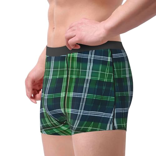 Blue Scottish Tartan print Mens Underwear Boxer Briefs Breathable Soft Moisture Wicking with Fly Underwear for Men4