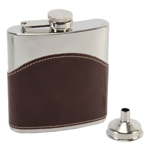 Widdop & Bingham Harvey Makin Flasque 170,1 Gram Capacité avec Marron Cuir de Haute qualité Overlay avec Entonnoir (boîte)