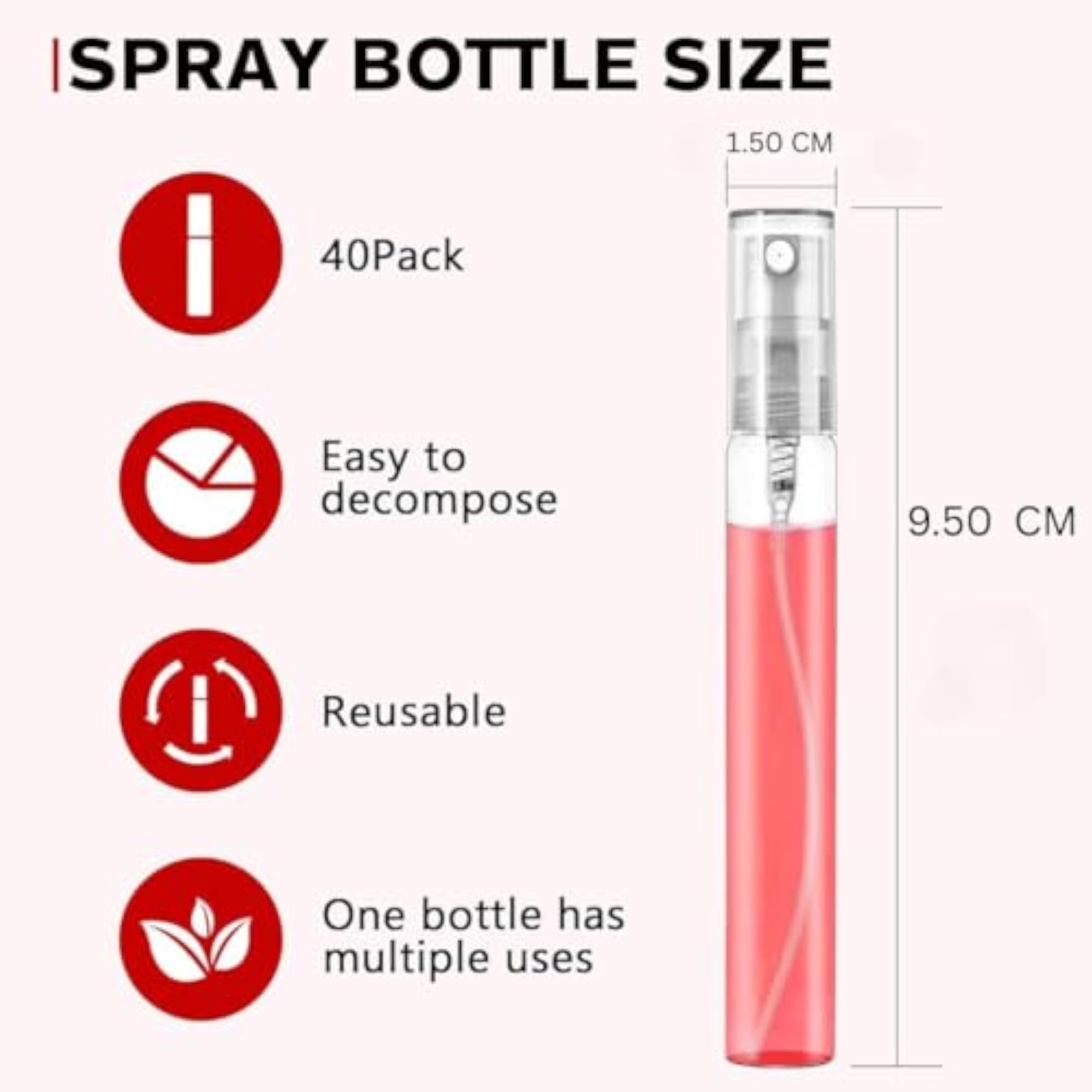 Plastic Mini Spray Bottle, 10 ml Fine Mist Refillable Atomizer