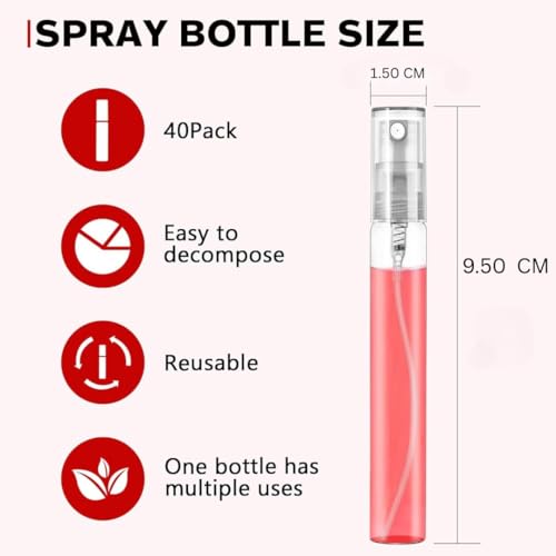 Image of Plastic Mini Spray Bottle, 10 ml Spray Bottle Empty, Fine Mist Refillable Mini Perfume Bottle, Perfume Atomizer, Small Sample Containers, Plastic Portable Travel Bottle, Clear (Pack 5,)