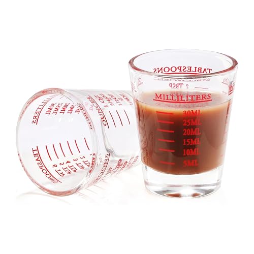 Vaso medidor de vidrio 30ml con marcas rojas miniatura 5
