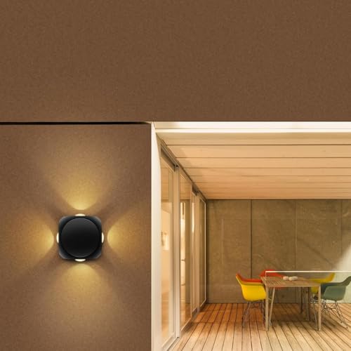 Image of wipro Garnet 4 Watt 4 Ray Round Outdoor Wall Light for Home | 4 x 1W| IP65 LED Wall Light | Warm White, Yellow 2700K | Aluminium Housing |(Black Body, Pack of 1)