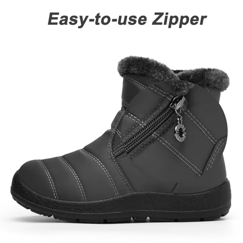 scecocrs Stivaletti Invernali Da Neve Con Zip Da Donna, Stivaletti Caldi Foderati in Pelliccia, Stivaletti Comfort Impermeabili Antiscivolo Per Esterno, Botas De Invierno Para Mujert
