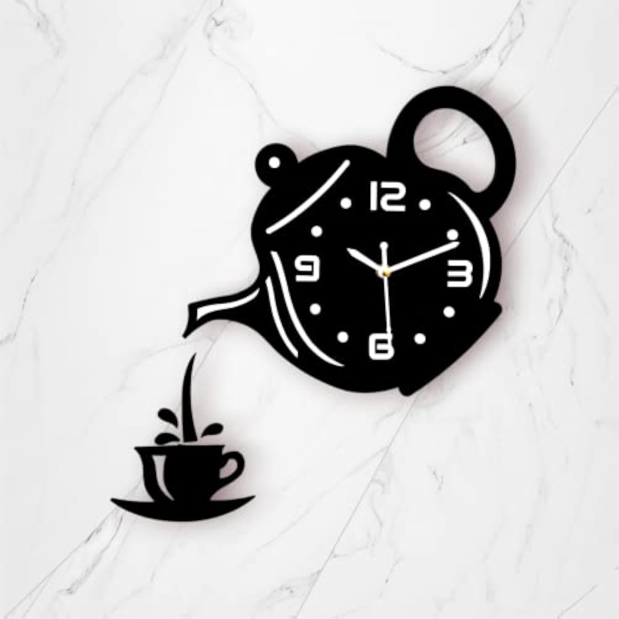 Teapot Shape Wall Clock, Engineered Wood Design
