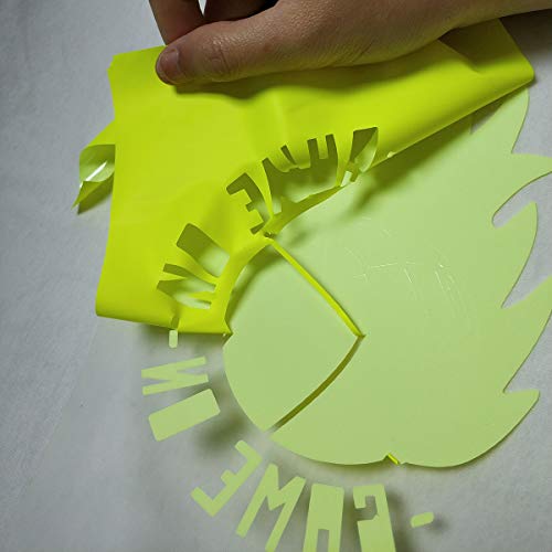 Image of FUNKAKA Heat Transfer Vinyl Neon Yellow HTV Rolls, 12 inch x 9ft Iron on Vinyl | Stretchy PU HTV Vinyl for All Cutter Machines for T-Shirt - Easy to Cut & Weed for Heat Vinyl Design (Fluorescent Yellow)