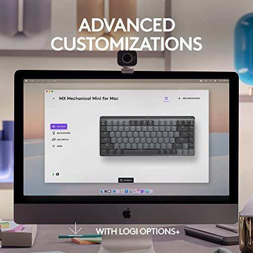 Logitech MX Mechanical Mini for Mac Wireless Illuminated Keyboard, Low-Profile Performance Switches, Tactile Quiet Keys, Backlit, Bluetooth, USB-C, Apple, iPad - Space Grey by Logitech - Image 8