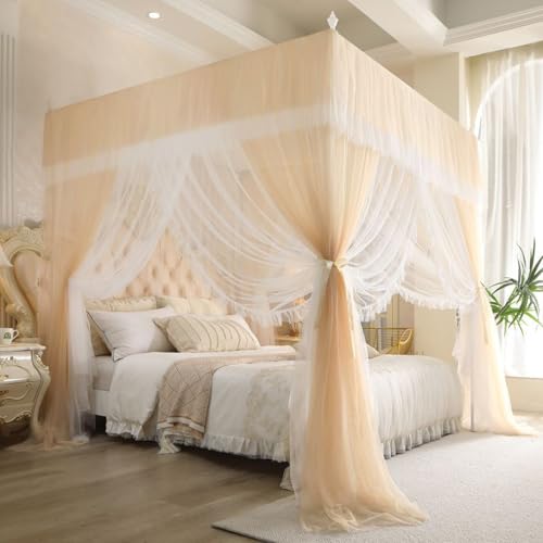 Este Dosel mosquitero para Camas, de Doble Capa con Tres Aberturas Laterales, es Ideal para Camas con Dosel y una decoración Dormitorio.