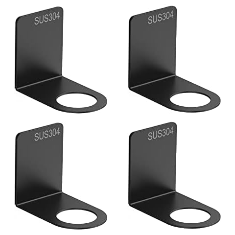 Anhow 4 Pcs Soap Bottle Holder, Wall Mount Pump Dispenser Brackets Big Size No Drilling Adhesive Shower Gel Bottle Rack Hook for Shower Wall, Compatible for Anhow Soap Dispensers, Dia 1.3" - Black Cover