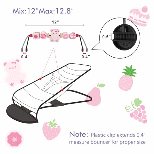 Image of iGRATENS Baby Bouncer Toy Bar, Toy Bar for Baby Bouncer, Warm and Playful Pink Rainbow Design for Baby Girls, Easy to Attach and Remove, Child-Safe Paint, Safe for Babies