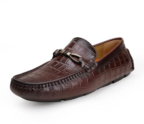 Men's Driving Moccasins Classic Drive Slip On Loafers Leather Casual Shoes for Mens Penny Loafers Driving Dress Shoes